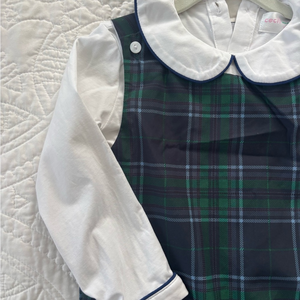 Plaid Green and Blue Kids One Piece